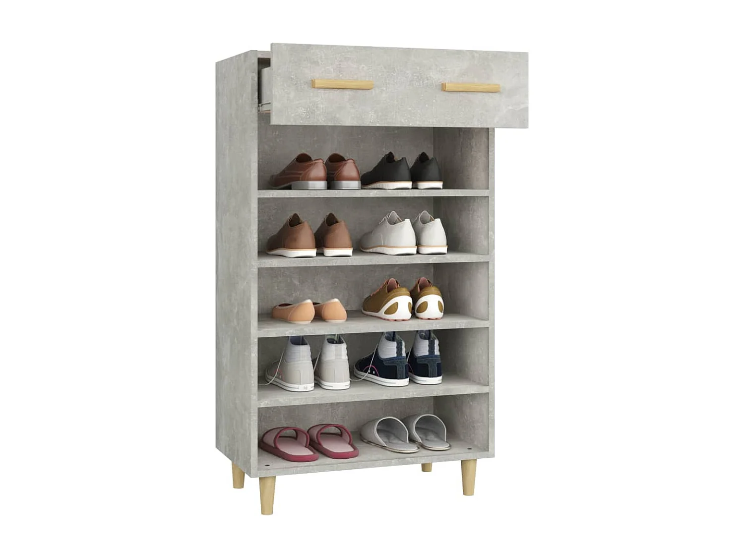 Schuhschrank Schuhregal Betongrau 60x35x105 cm Holzwerkstoff -gkd55248