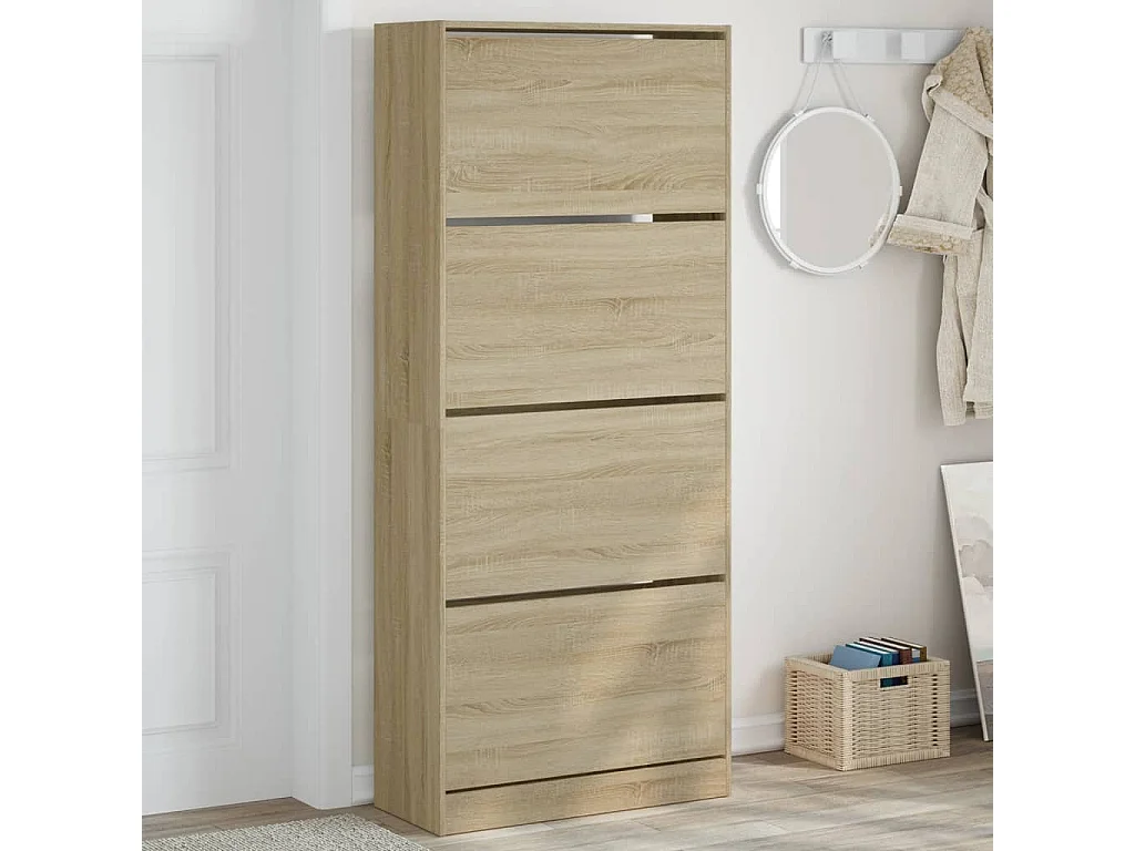 Schuhschrank Schuhregal mit 4 Klappen Sonoma-Eiche 80x34x187,5 cm -gkd69712
