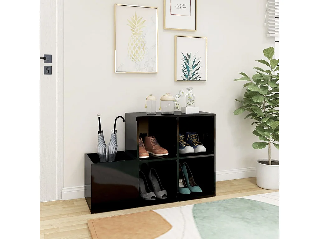 Flur-Schuhschrank Schuhregal Hochglanz-Schwarz 105x35,5x70cm Holzwerkstoff -gkd37044