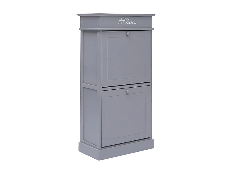 Schuhschrank Schuhregal Grau 50 x 28 x 98 cm Paulownia Holz -gkd67476