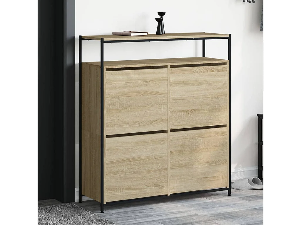 Schuhschrank Schuhregal mit 4 Klappen Sonoma-Eiche 100x34x112 cm -gkd27395