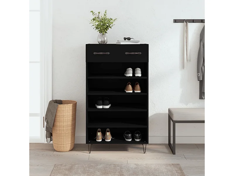 Schuhschrank Schuhregal Schwarz 60x35x105 cm Holzwerkstoff -gkd39445