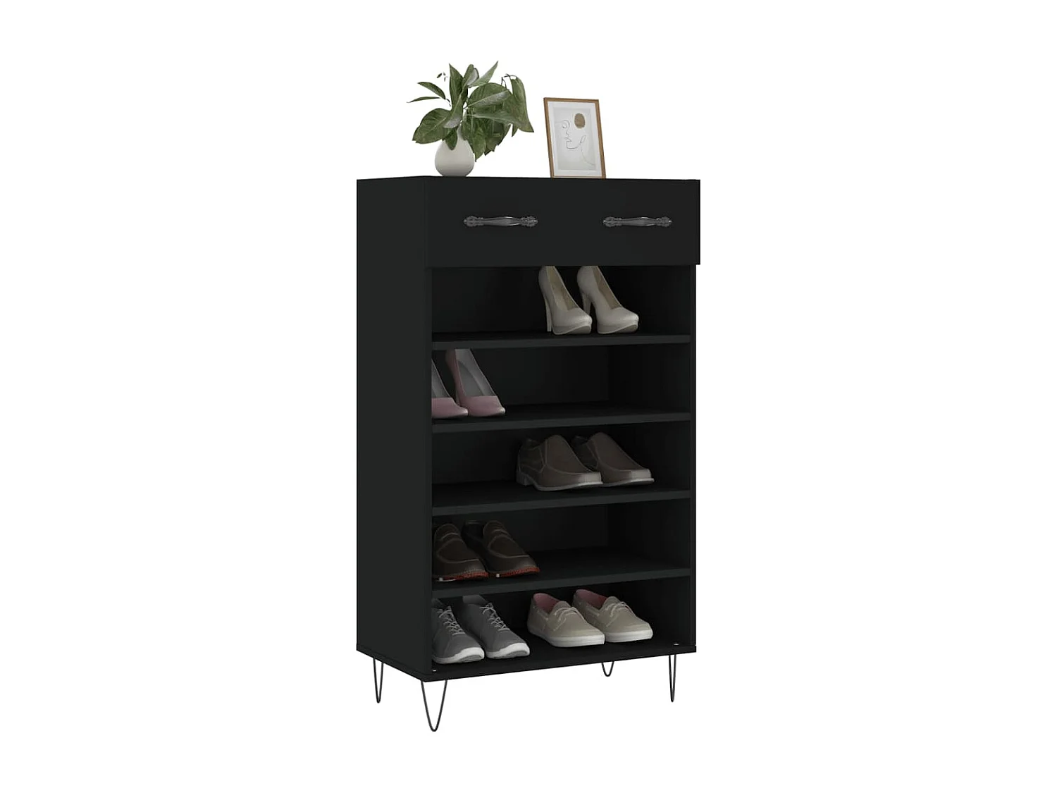 Schuhschrank Schuhregal Schwarz 60x35x105 cm Holzwerkstoff -gkd39445