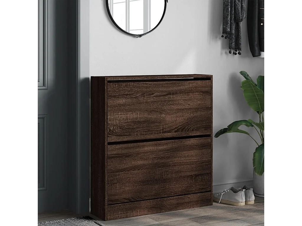 Schuhschrank Schuhregal Braun Eichen-Optik 80x21x87,5 cm Holzwerkstoff -gkd20044