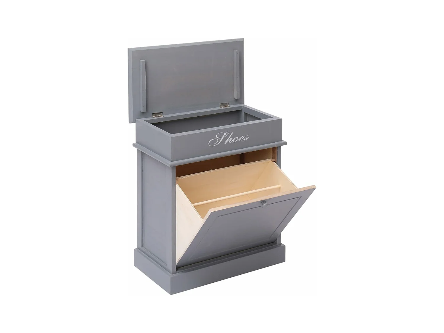 Schuhschrank Schuhregal Grau 50 x 28 x 58 cm Paulownia Holz -gkd63462