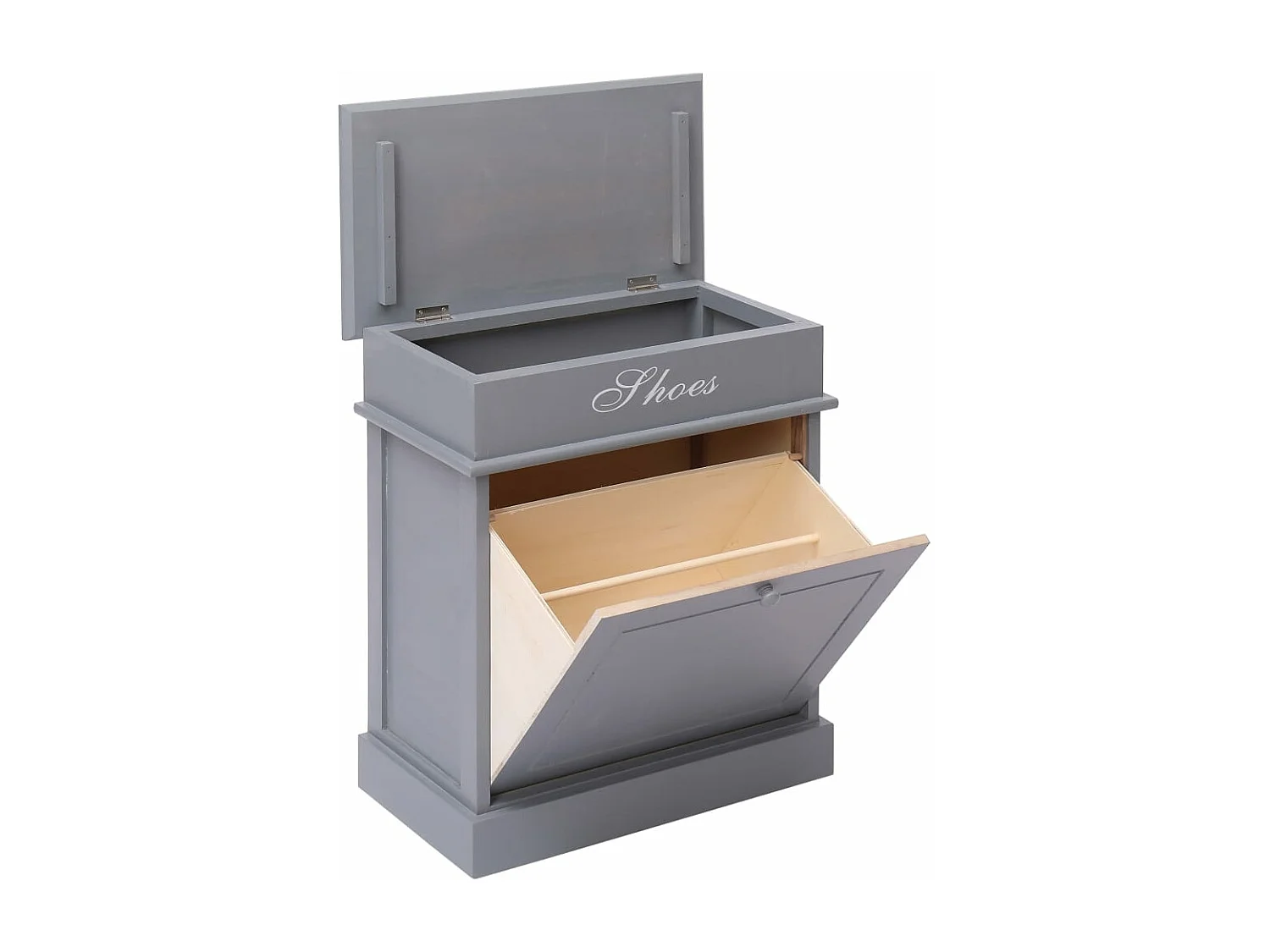 Schuhschrank Schuhregal Grau 50 x 28 x 58 cm Paulownia Holz -gkd63462