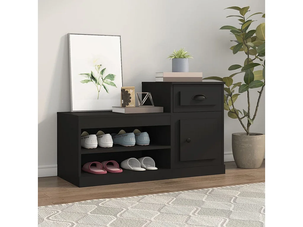 Schuhschrank Schuhregal Schwarz 100x42x60 cm Holzwerkstoff -gkd73234