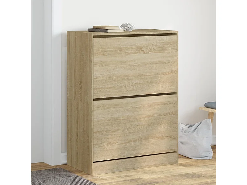 Schuhschrank Schuhregal mit 2 Klappen Sonoma-Eiche 80x42x108 cm -gkd10013