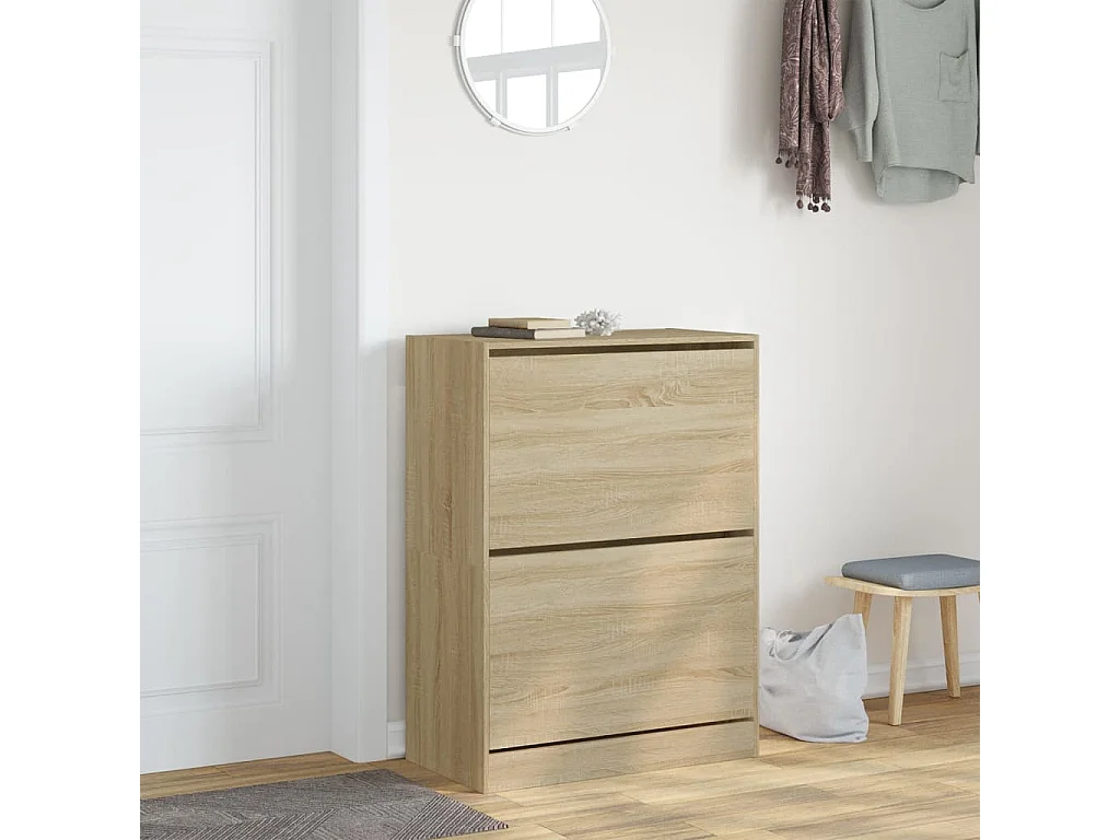 Schuhschrank Schuhregal mit 2 Klappen Sonoma-Eiche 80x42x108 cm -gkd10013