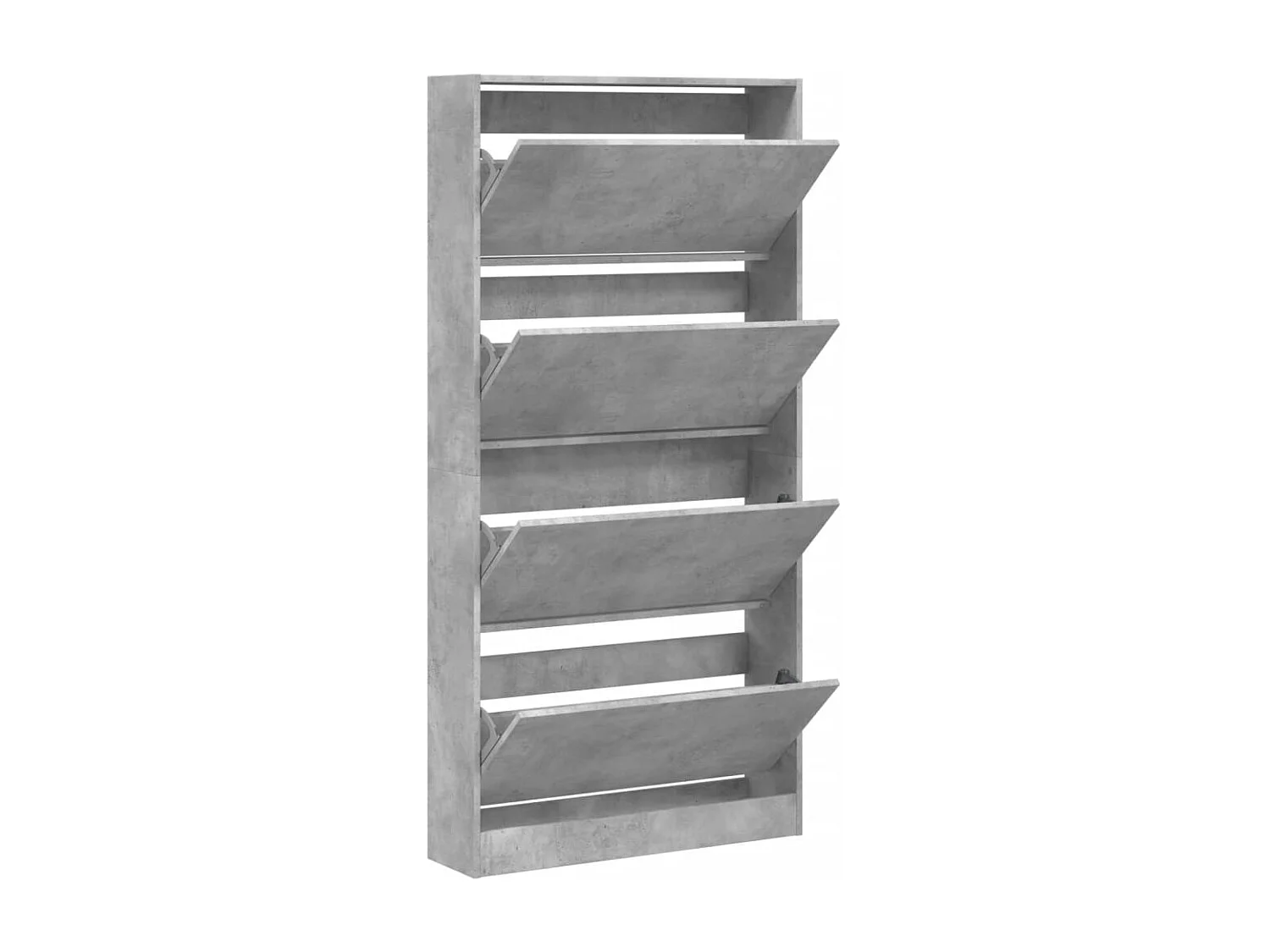 Schuhschrank Schuhregal mit 4 Klappen Betongrau 80x21x163,5 cm -gkd63352