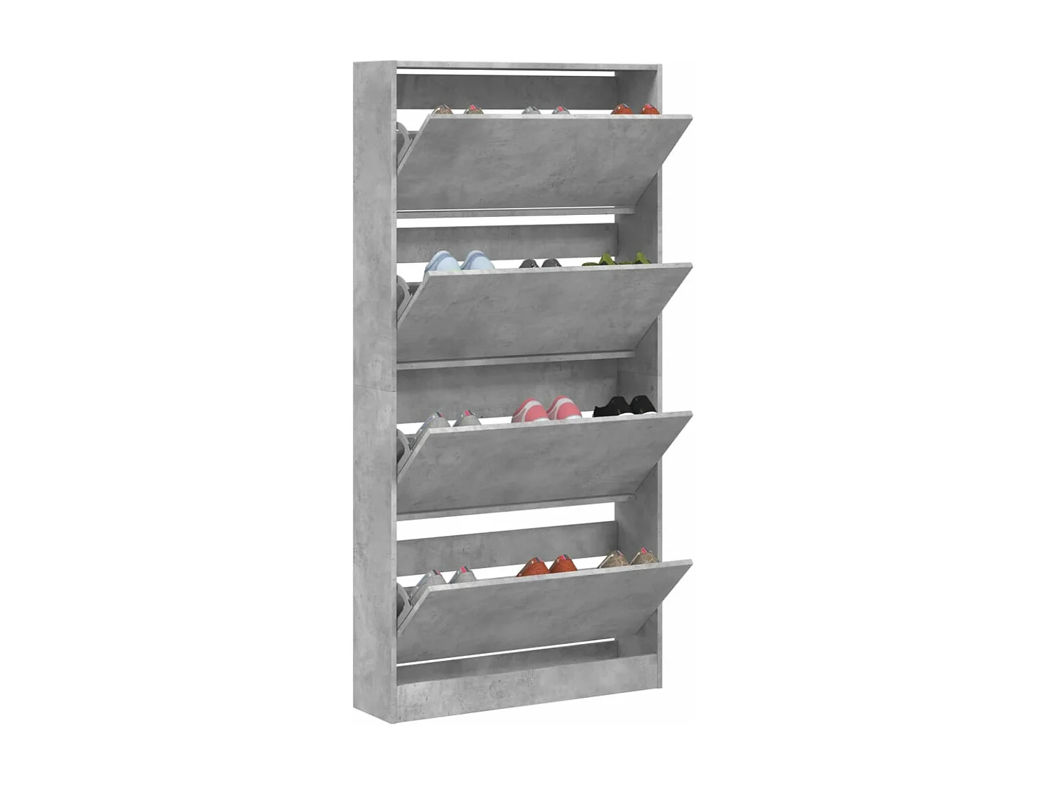 Schuhschrank Schuhregal mit 4 Klappen Betongrau 80x21x163,5 cm -gkd63352