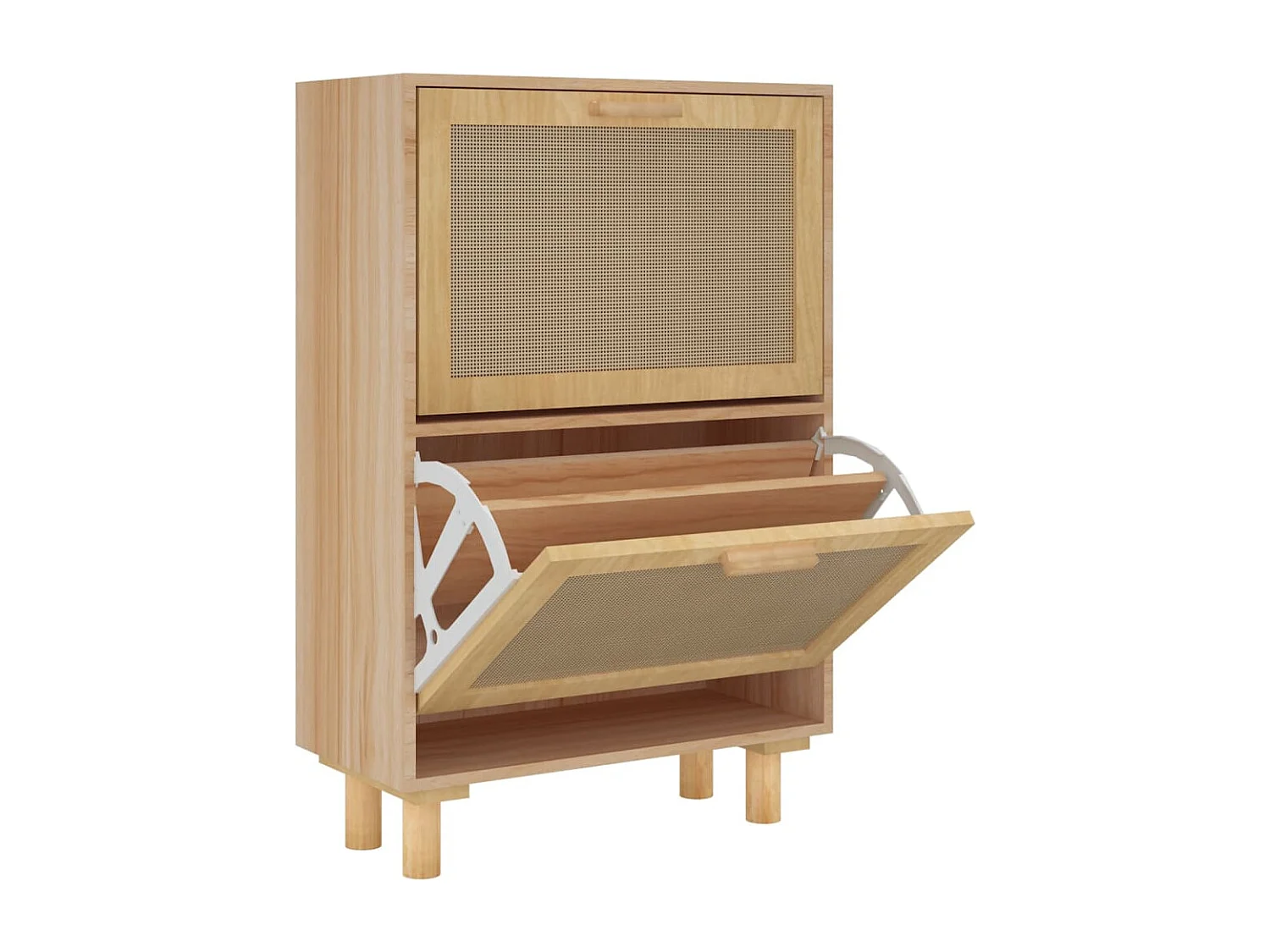 Schuhschrank Schuhregal Braun 52x25x80 cm Holzwerkstoff & Rattan Natur -gkd32241