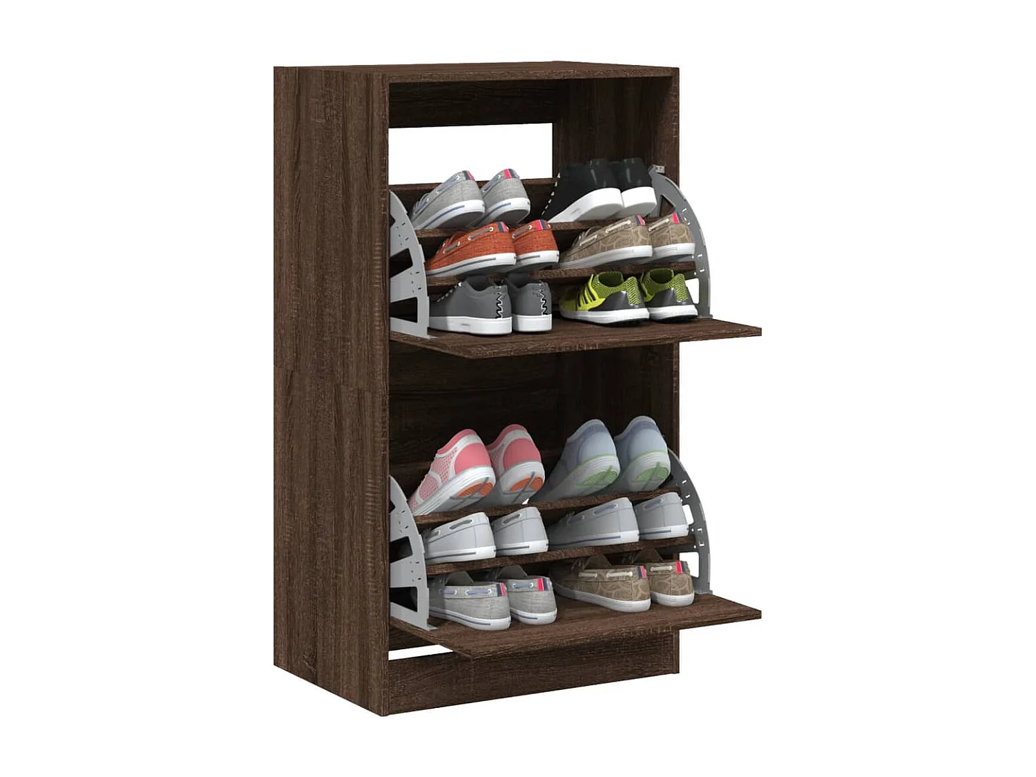 Schuhschrank Schuhregal mit 2 Klappen Braun Eiche-Optik 60x42x108 cm -gkd11002