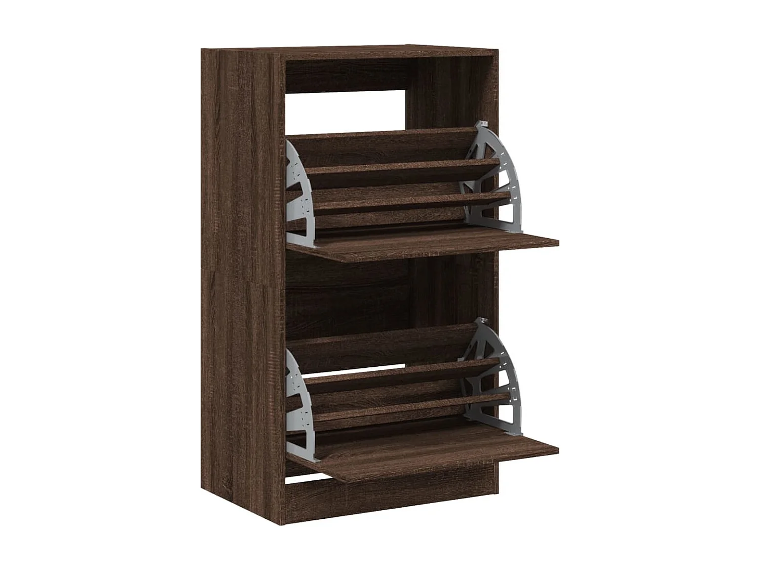 Schuhschrank Schuhregal mit 2 Klappen Braun Eiche-Optik 60x42x108 cm -gkd11002