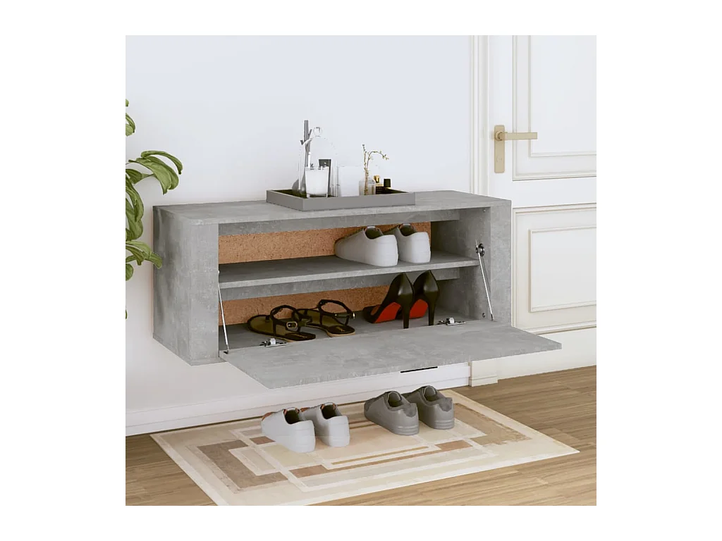 Wand-Schuhschrank Schuhregal Betongrau 100x35x38 cm Holzwerkstoff -gkd58532