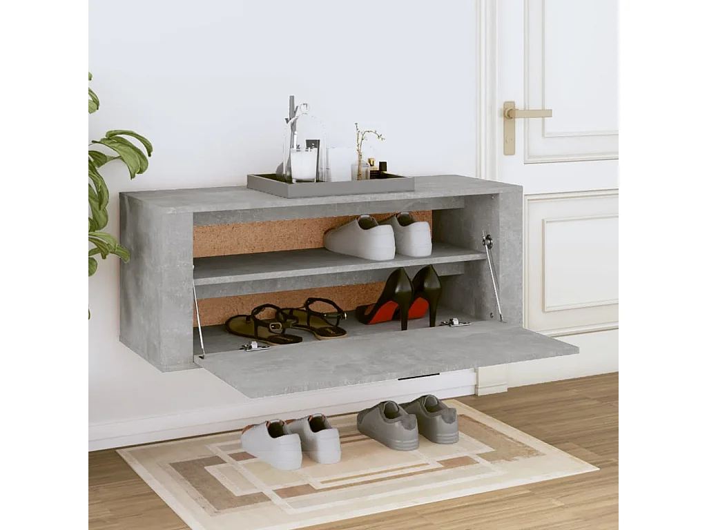 Wand-Schuhschrank Schuhregal Betongrau 100x35x38 cm Holzwerkstoff -gkd58532