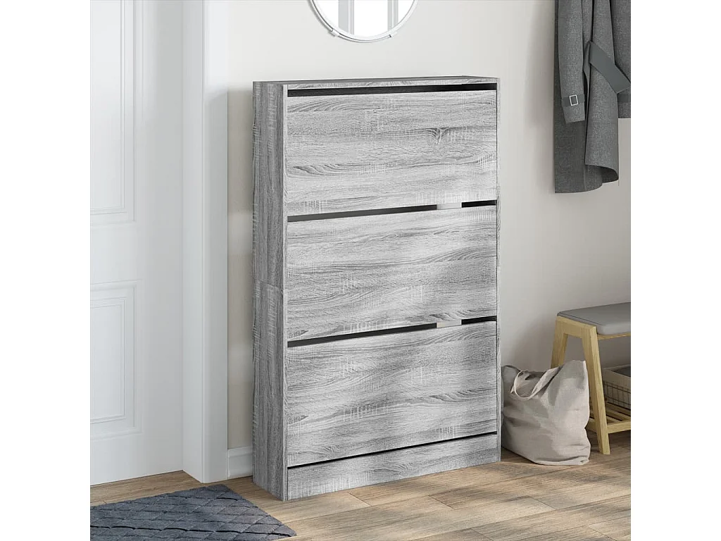 Schuhschrank Schuhregal Grau Sonoma 80x21x125,5 cm Holzwerkstoff -gkd17836
