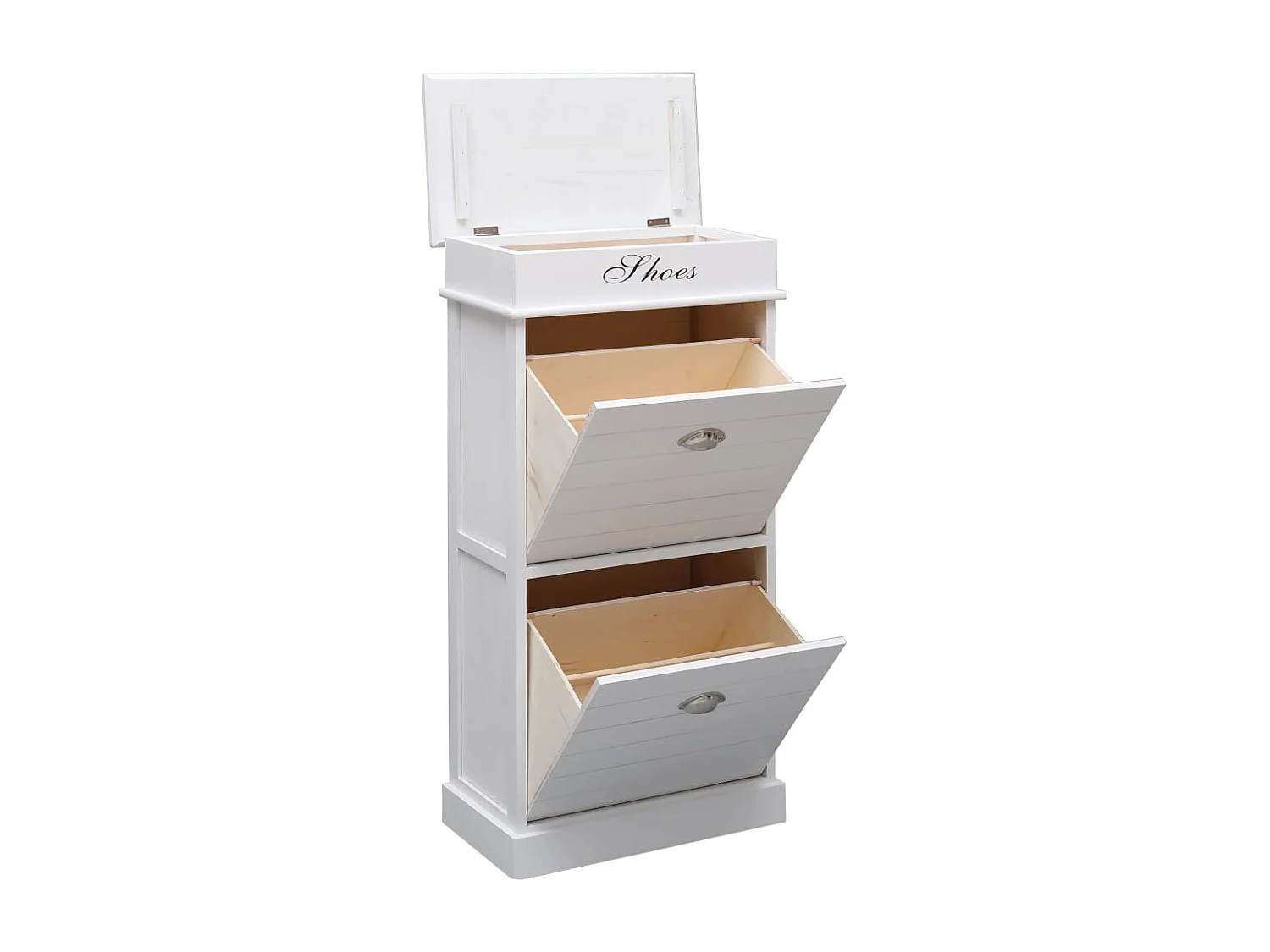 Schuhschrank Schuhregal Weiß 50 x 28 x 98 cm Paulownia Holz -gkd14703