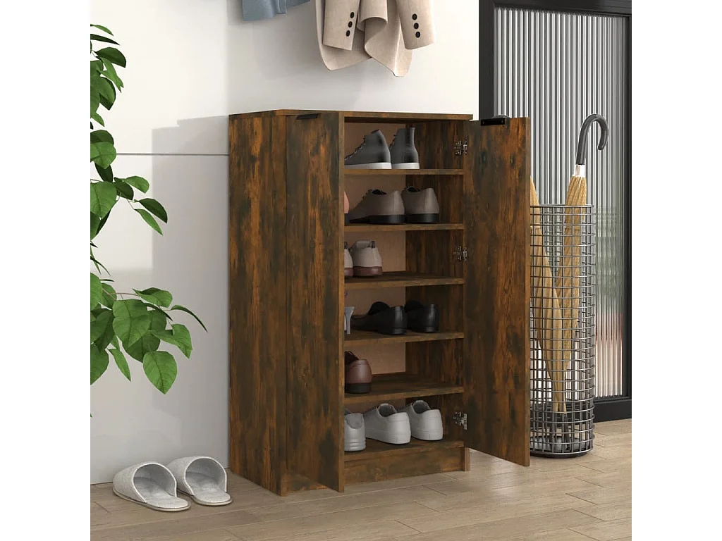 Schuhschrank Schuhregal Räuchereiche 59x35x100 cm Holzwerkstoff -gkd86809