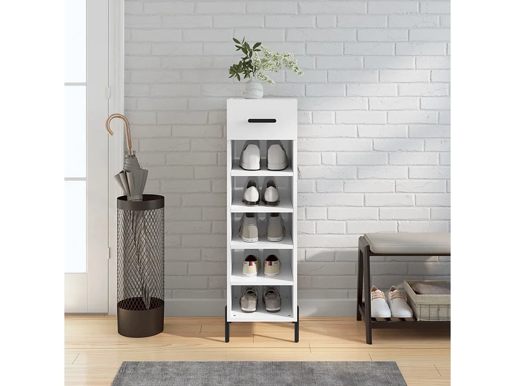Schuhschrank Schuhregal Hochglanz-Weiß 30x35x105 cm Holzwerkstoff -gkd46943
