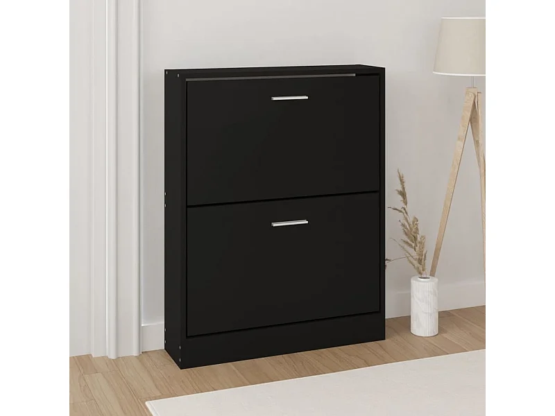 Schuhschrank Schuhregal Schwarz 59x17x81 cm Holzwerkstoff -gkd53874