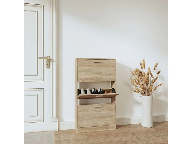 Schuhschrank Schuhregal Eichen-Optik 59x17x108 cm Holzwerkstoff -gkd20835