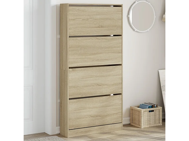 Schuhschrank Schuhregal mit 4 Klappen Sonoma-Eiche 80x21x163,5 cm -gkd35772