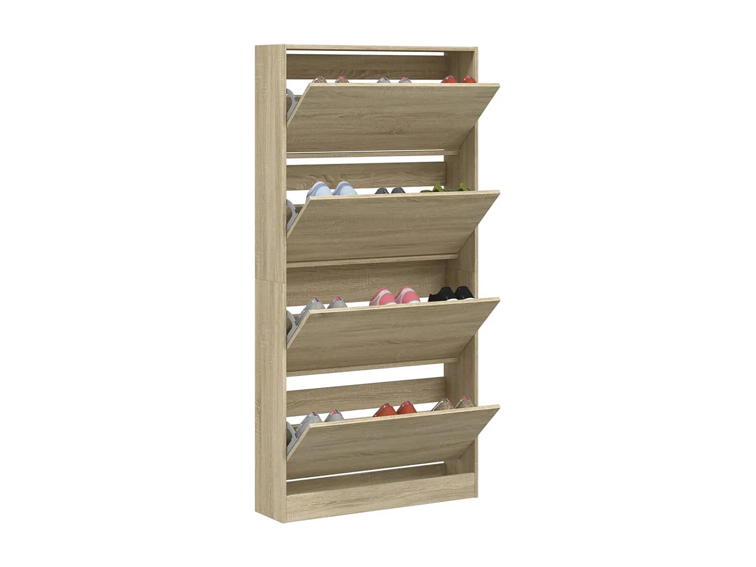 Schuhschrank Schuhregal mit 4 Klappen Sonoma-Eiche 80x21x163,5 cm -gkd35772