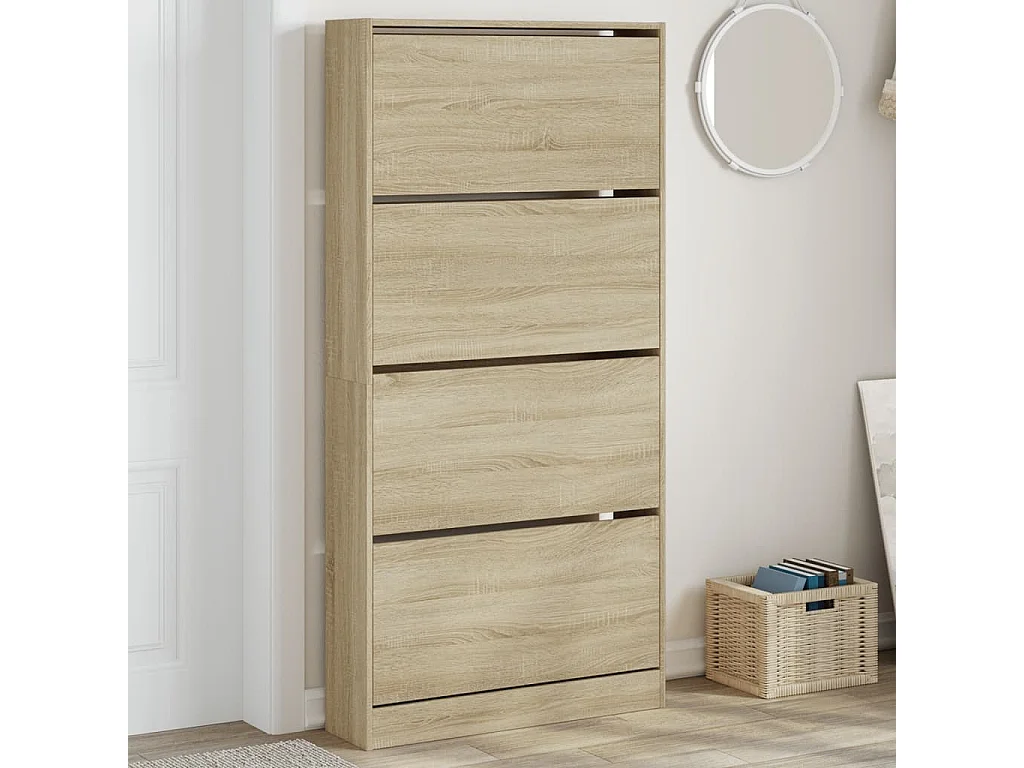 Schuhschrank Schuhregal mit 4 Klappen Sonoma-Eiche 80x21x163,5 cm -gkd35772