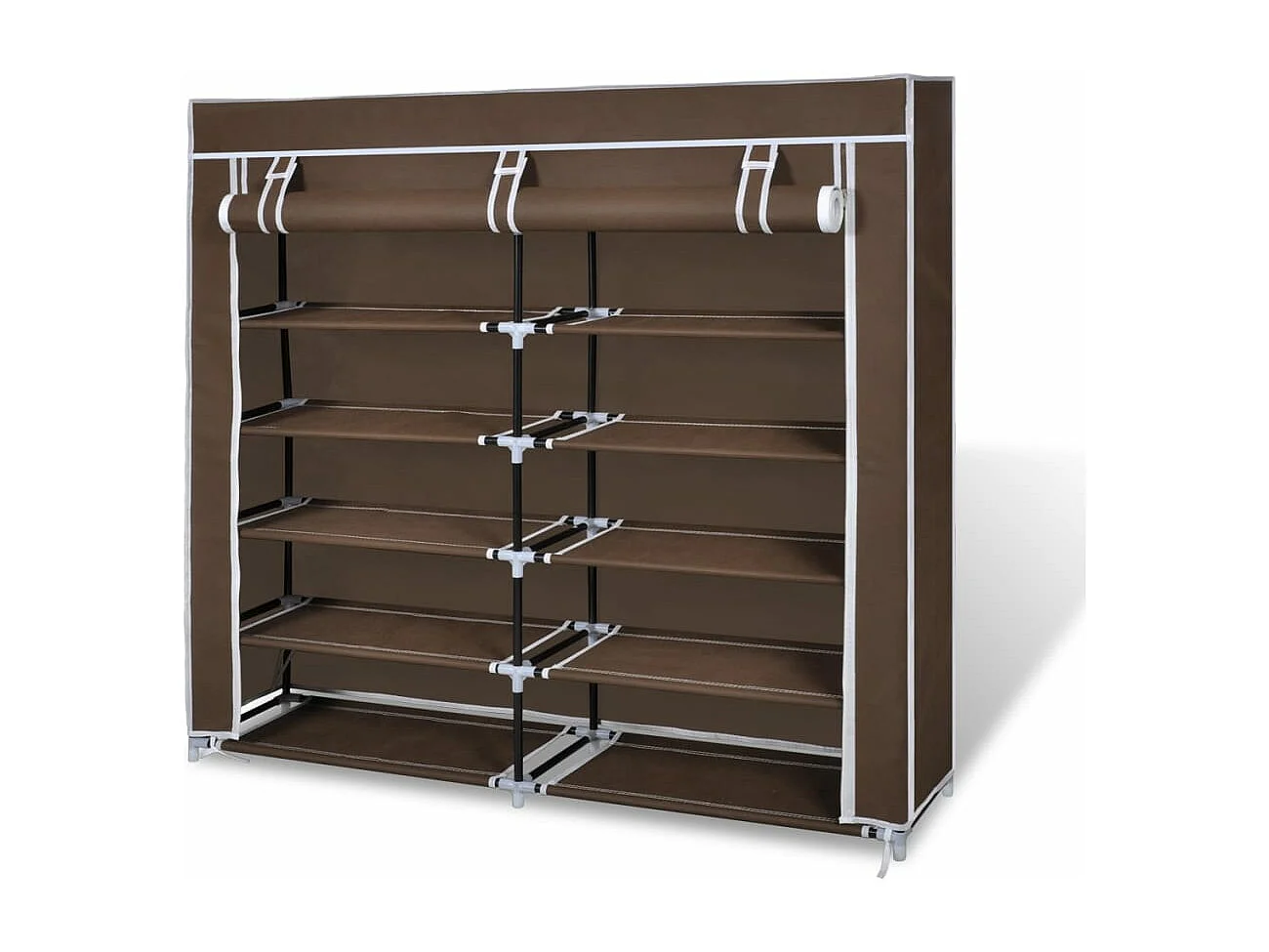 Schuhschrank Schuhregal mit Abdeckung Stoff 115 x 28 x 110 cm Braun -gkd50072