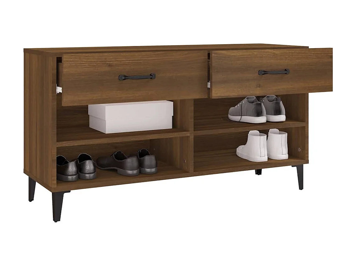 Schuhschrank Schuhregal Braun Eichen-Optik 102x35x55 cm Holzwerkstoff -gkd89193