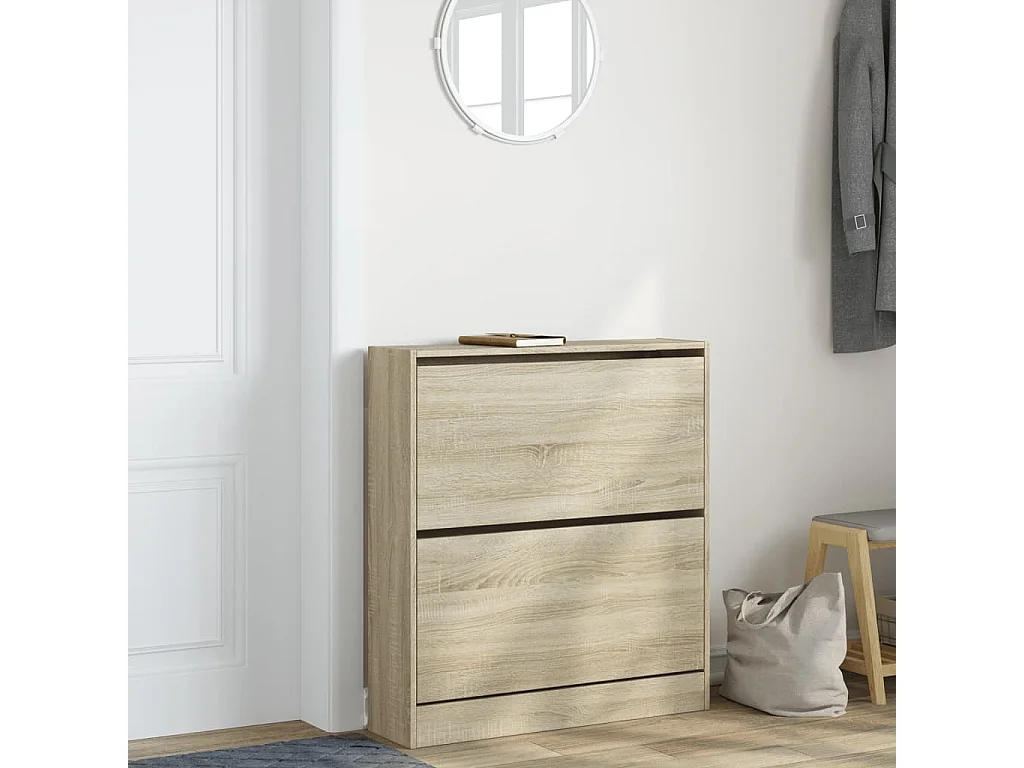 Schuhschrank Schuhregal Sonoma-Eiche 80x21x87,5 cm Holzwerkstoff -gkd12167
