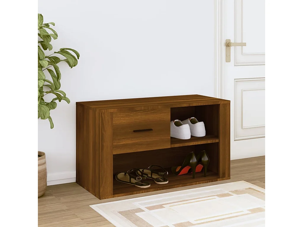 Schuhschrank Schuhregal Braun Eichen-Optik 80x35x45 cm Holzwerkstoff -gkd23623