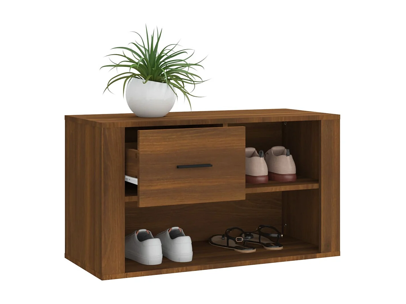 Schuhschrank Schuhregal Braun Eichen-Optik 80x35x45 cm Holzwerkstoff -gkd23623