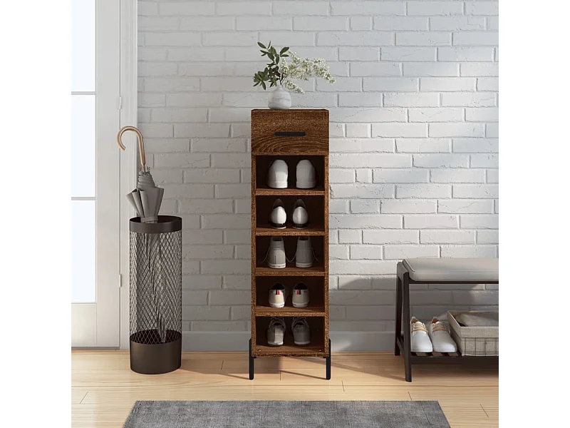 Schuhschrank Schuhregal Braun Eichen-Optik 30x35x105 cm Holzwerkstoff -gkd73274