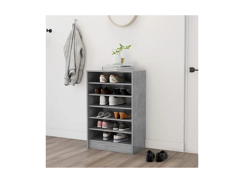 Schuhschrank Schuhregal Betongrau 60x35x92 cm Holzwerkstoff -gkd30091