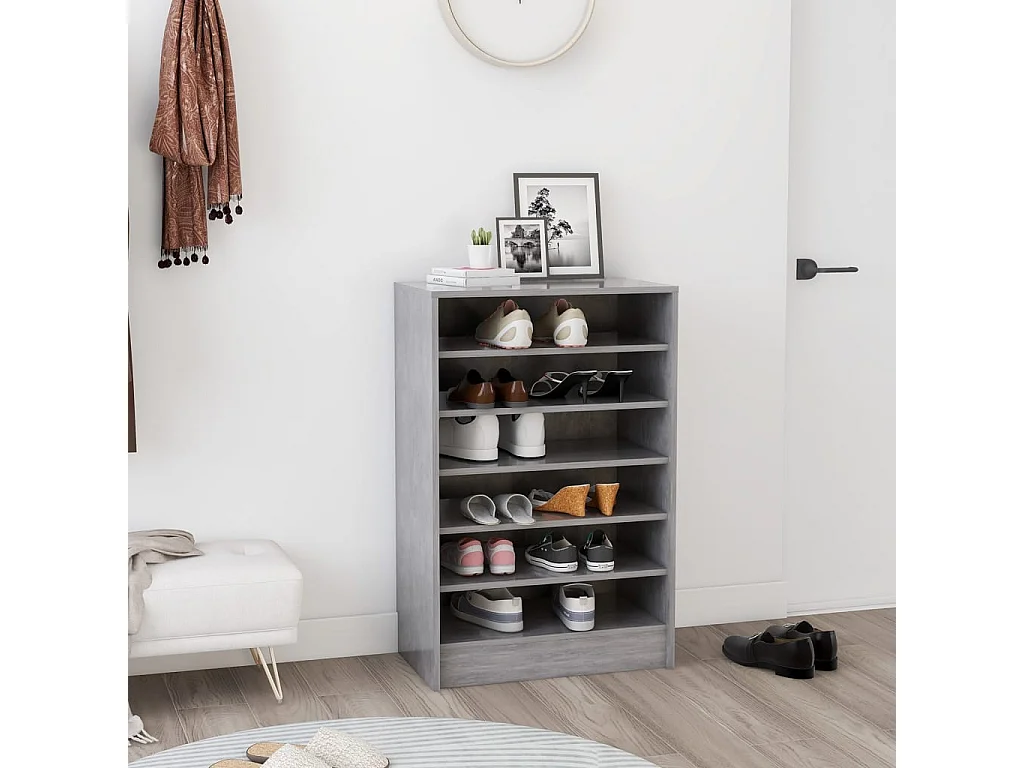 Schuhschrank Schuhregal Betongrau 60x35x92 cm Holzwerkstoff -gkd30091