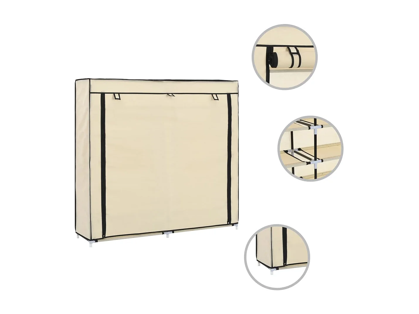 Schuhschrank Schuhregal mit Abdeckung Cremeweiß 115 x 28 x 110 cm Stoff -gkd70442