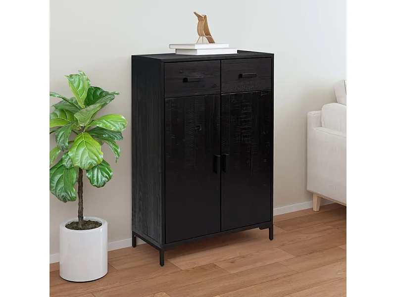 Schuhschrank Schuhregal Schwarz 75x40x110 cm Massivholz Kiefer -gkd15508