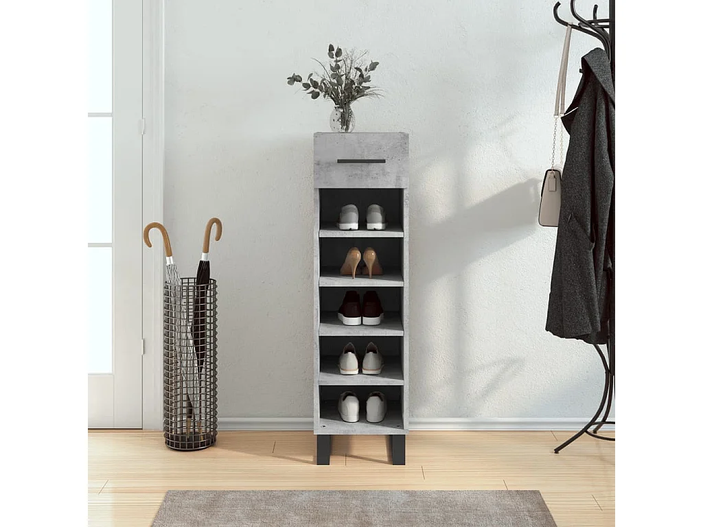 Schuhschrank Schuhregal Betongrau 30x35x105 cm Holzwerkstoff -gkd39943