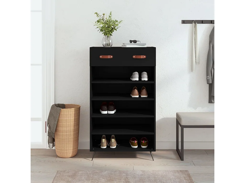 Schuhschrank Schuhregal Schwarz 60x35x105 cm Holzwerkstoff -gkd38130