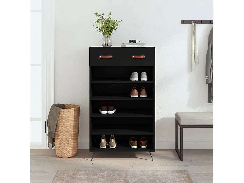 Schuhschrank Schuhregal Schwarz 60x35x105 cm Holzwerkstoff -gkd38130