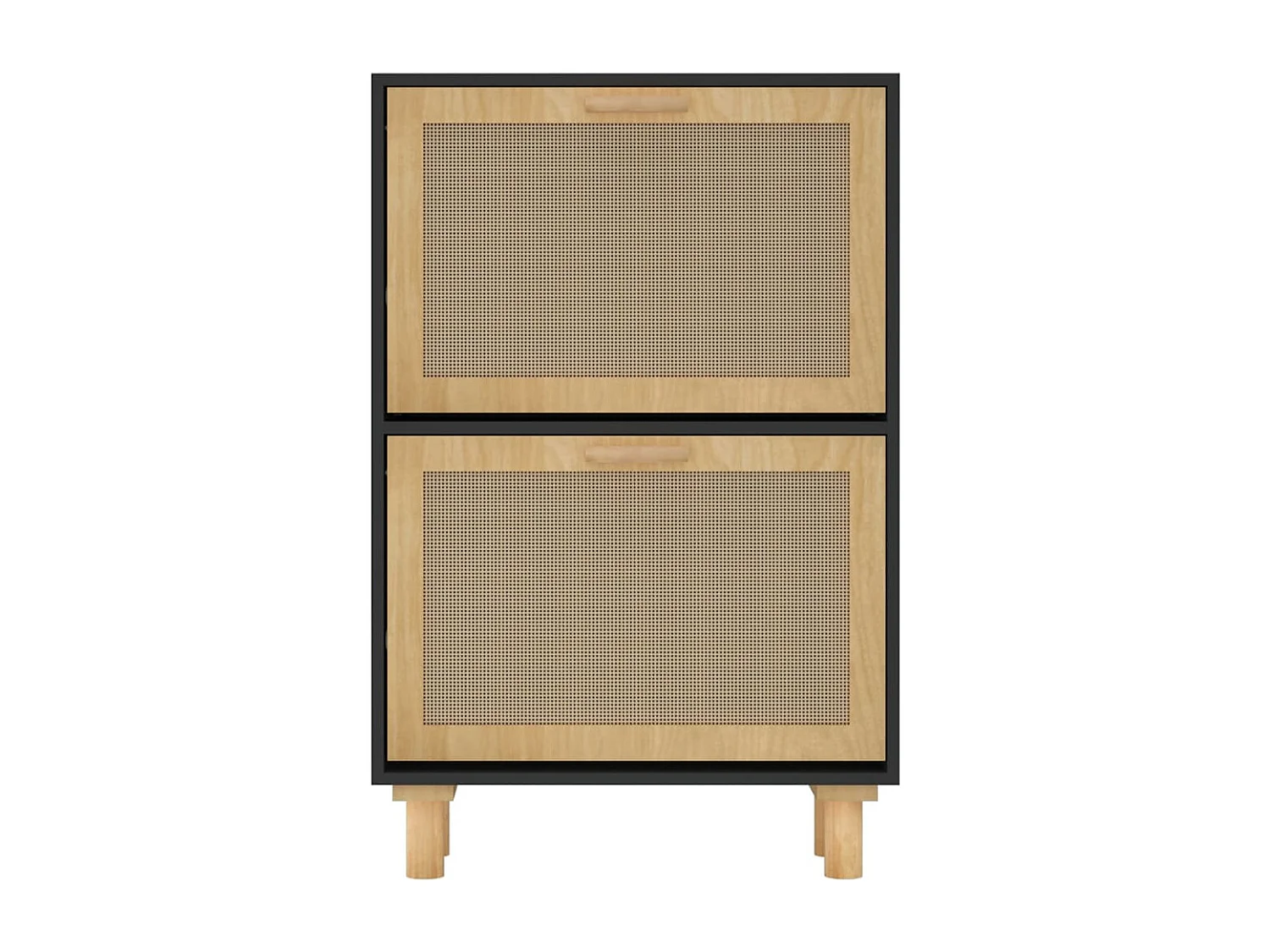 Schuhschrank Schuhregal Schwarz 52x25x80 cm Holzwerkstoff & Rattan Natur -gkd53122