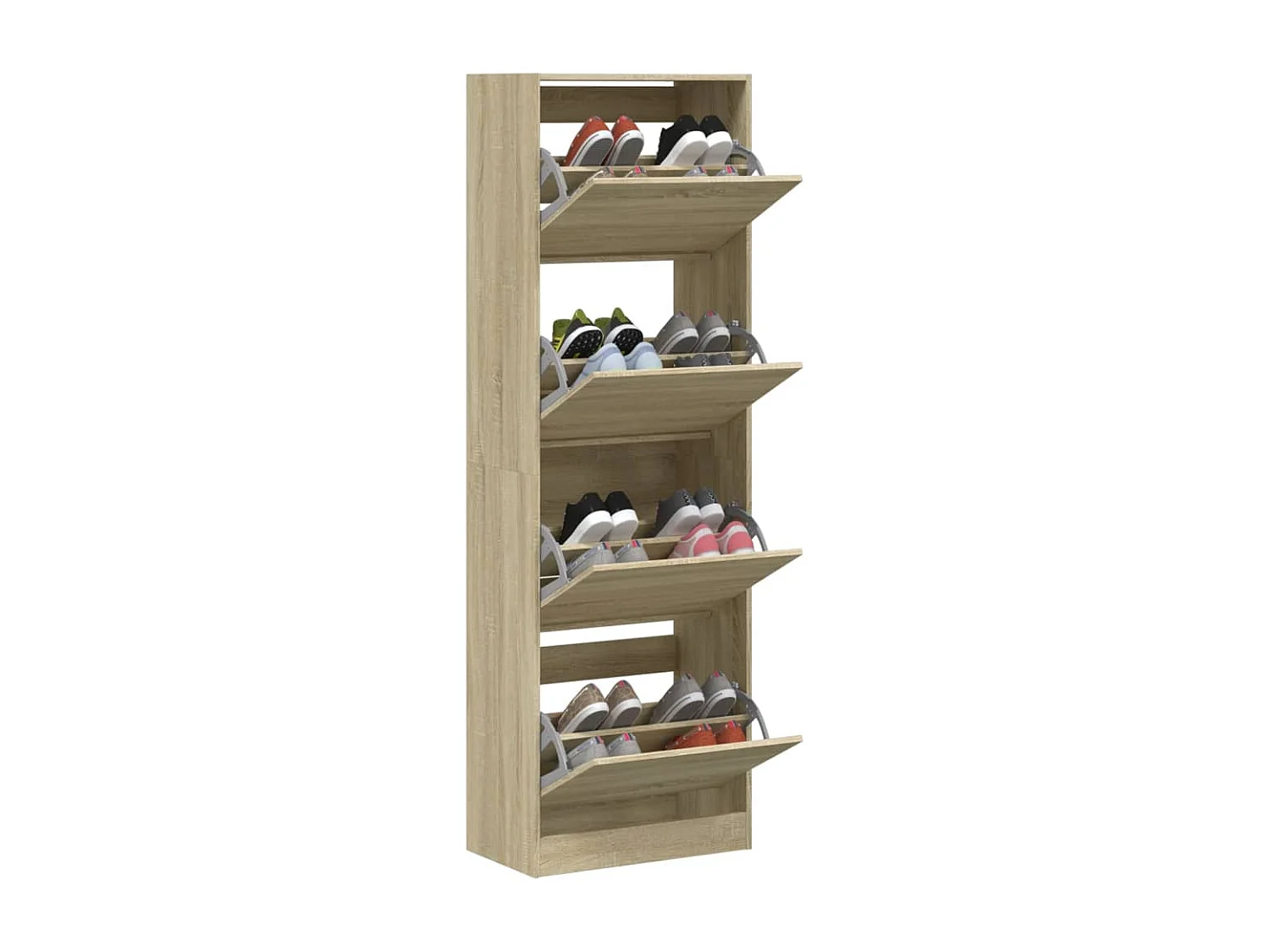 Schuhschrank Schuhregal mit 4 Klappen Sonoma-Eiche 60x34x187,5 cm -gkd49252