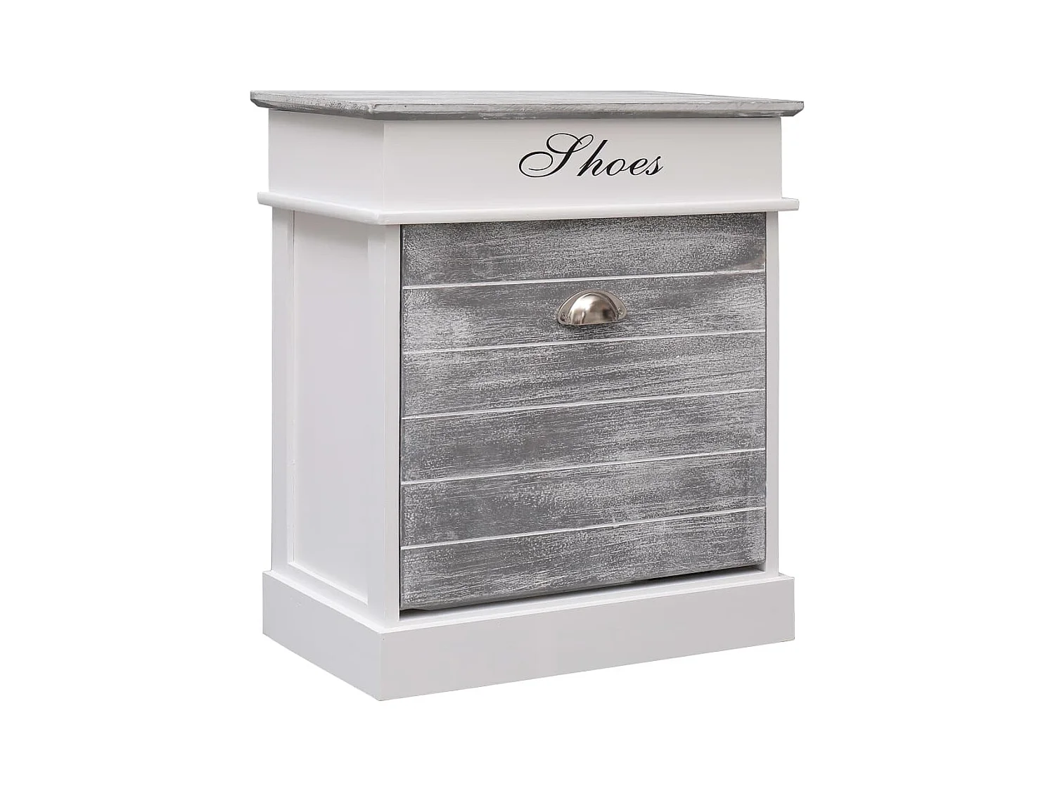 Schuhschrank Schuhregal Grau 50 x 28 x 58 cm Paulownia Holz -gkd54867