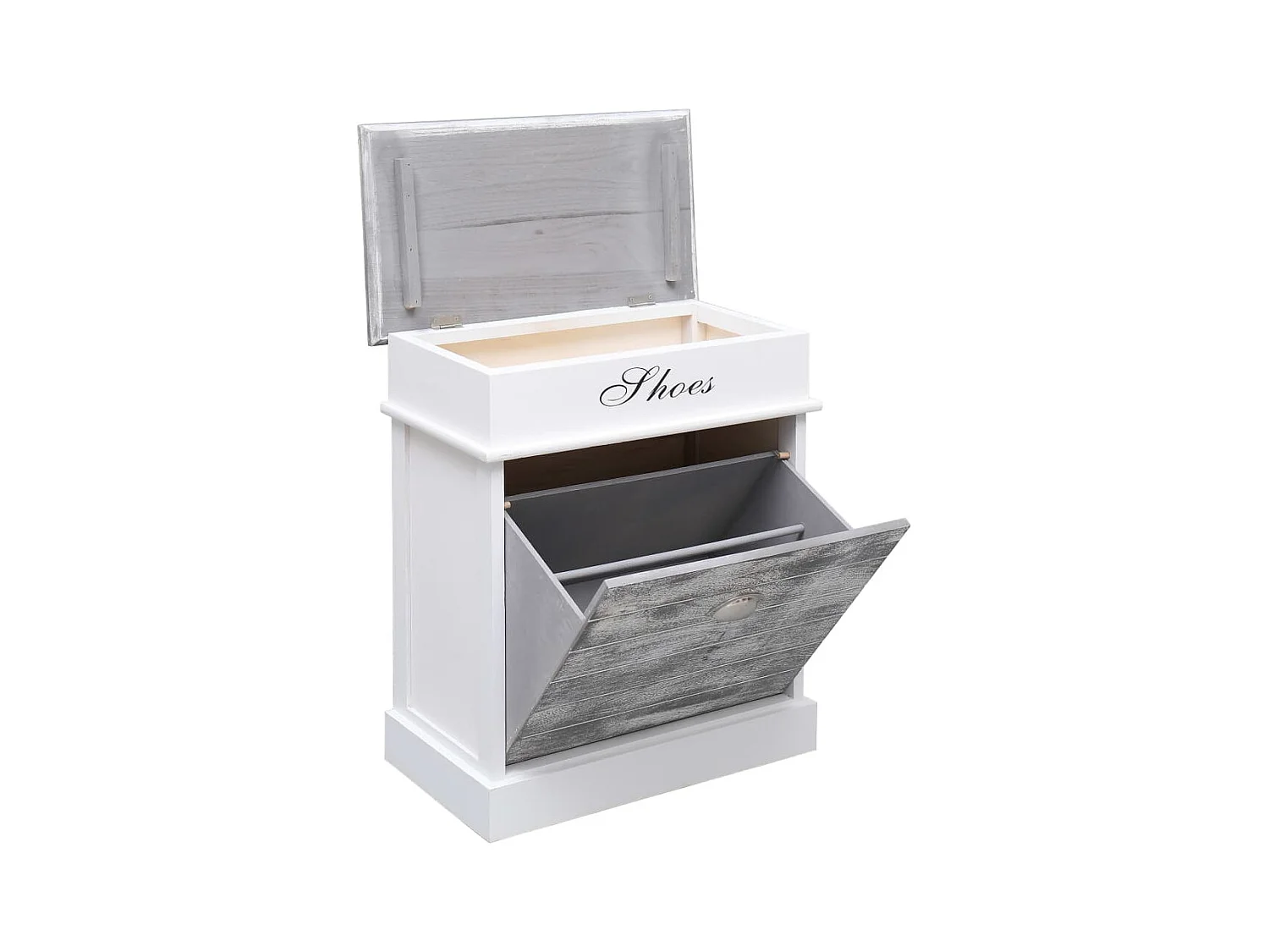 Schuhschrank Schuhregal Grau 50 x 28 x 58 cm Paulownia Holz -gkd54867