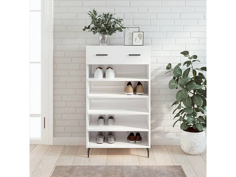 Schuhschrank Schuhregal Hochglanz-Weiß 60x35x105 cm Holzwerkstoff -gkd95222