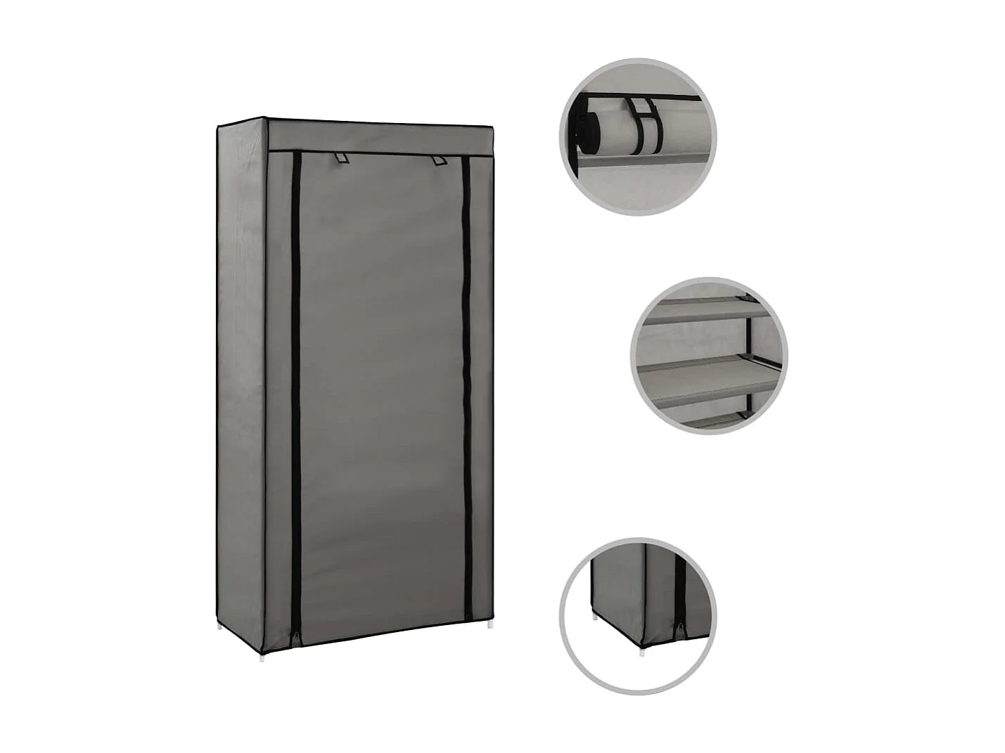 Schuhschrank Schuhregal mit Abdeckung Grau 58 x 28 x 106 cm Stoff -gkd85071