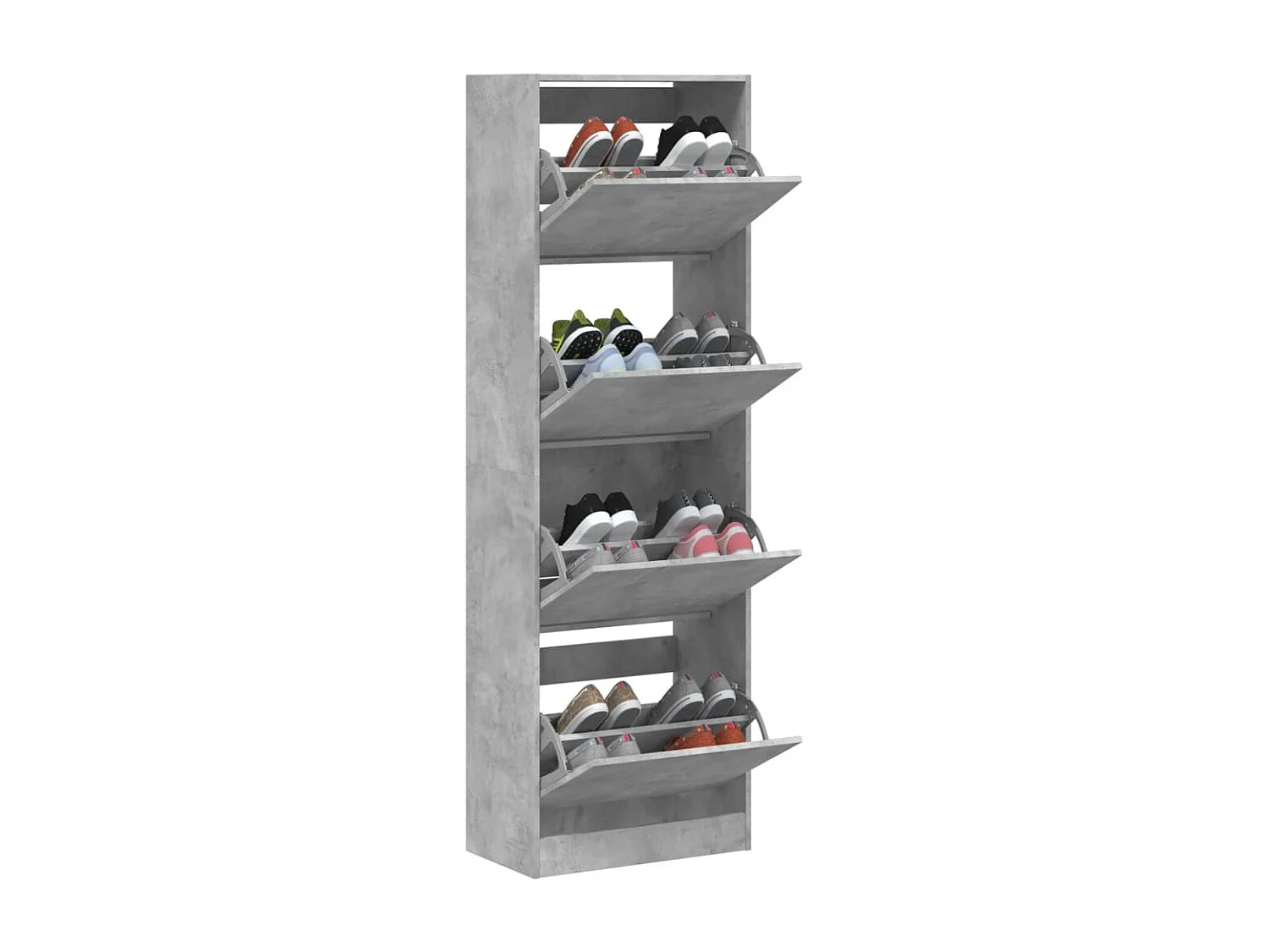 Schuhschrank Schuhregal mit 4 Klappen Betongrau 60x34x187,5 cm -gkd51694