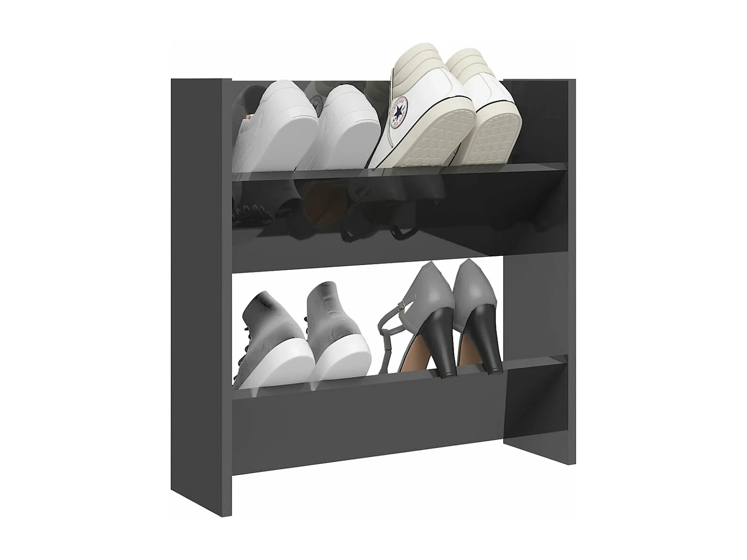 Wand-Schuhschrank Schuhregal Hochglanz-Grau 60x18x60 cm Holzwerkstoff -gkd92424